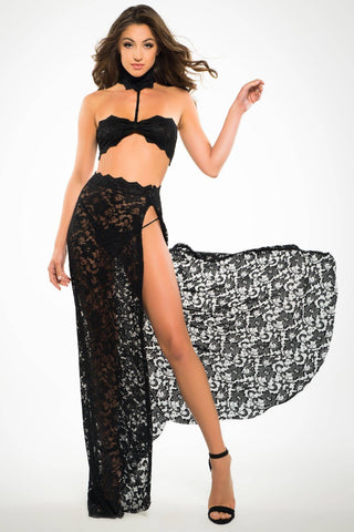 Adore Freya See Through Me Bandeau Top, Skirt & G-String - AL-A1033 by Allure Lingerie
