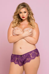 Eyelash Lace Boxer With Shirred Waistband - STM10761X by Seven Til Midnight