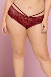 Rose Galloon Lace Panty With Lattice Back Detail And Picot Elastic Trim - STM10785X by Seven Til Midnight
