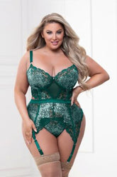 Two Piece Metallic Cross-Dye Lace Merrywidow And G-String Set - STM11329X by Seven Til Midnight