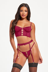 Rhinestone embellished bustier, garter belt and thong set - STM11474 by Seven Til Midnight