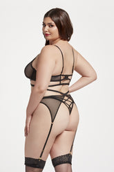 Fishnet bra, garter belt and thong panty set - STM11494X by Seven Til Midnight