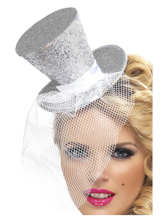 Fever Mini Top Hat on Headband, Silver - FV21192 by Fever