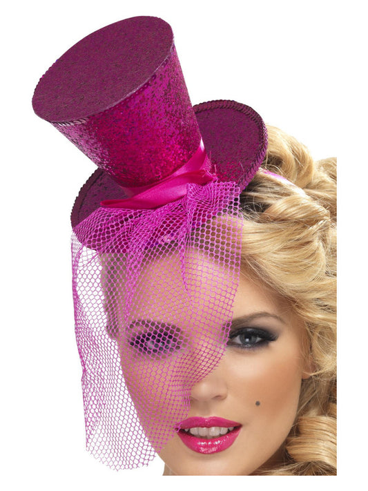 Fever Mini Top Hat on Headband, Hot Pink - FV21194 by Fever