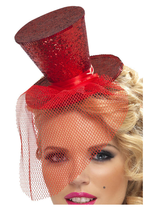 Fever Mini Top Hat on Headband, Red - FV21298 by Fever