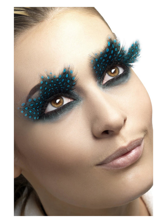 Eyelashes, Large Feather with Aqua Dots, Black - FV24234 by Fever