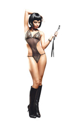 Black/Gold Glitter Lace Negligee - BW3033 by Baci Lingerie