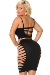 Luxx Legs Seamless Bralette and Skirt Set - CO33002-BLK-OS by Cocolicious