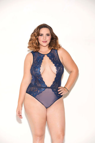Two Toned No Cup Lace Teddy - GL35065X by Glitter