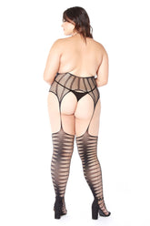 Halter Diamond Open Crotch Bodystocking - GL37538X by Glitter