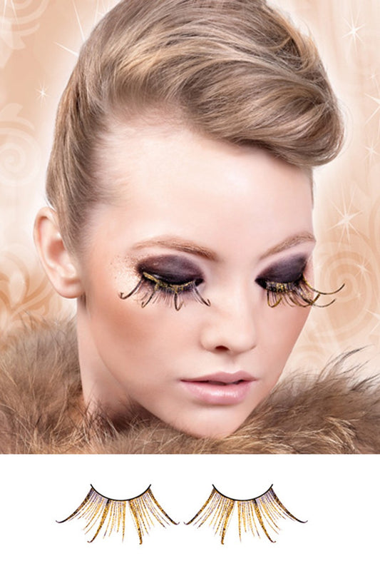 Brown-Gold Feather Eyelashes - BE496 by Baci Lingerie