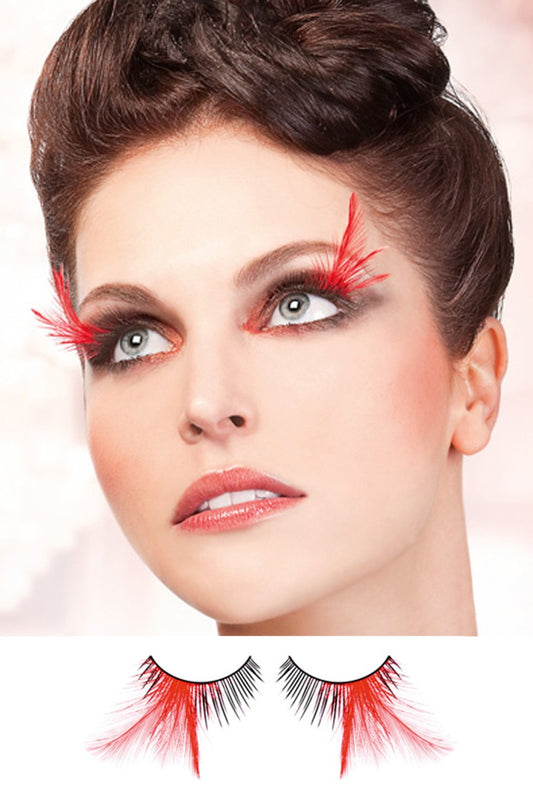 Black-Red Feather Eyelashes - BE624 by Baci Lingerie