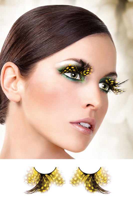 Yellow Feather Eyelashes - BE627 by Baci Lingerie