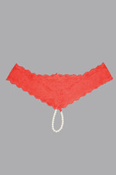 Lace And Open Crotch Pearl String Cheeky - IC7119X by Icollection