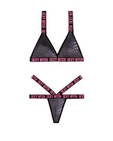 Sexy Bitch Bralette & Strappy Panty Set - FL-B-AF912 by Fantasy Lingerie