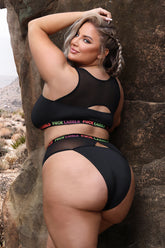 FUCK LABELS Keyhole Top & High Waist Bottoms with UV Reactive Elastic - FL-AF973X by Fantasy Lingerie