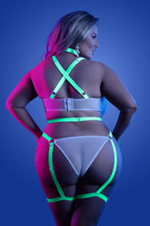 NIGHT VISION Glow-In-The-Dark Lace Strappy Teddy - FL-GL2119X by Fantasy Lingerie