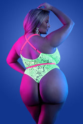 SPOTLIGHT Contrast Elastic Lace Teddy with Snap Closure - FL-GL2121X by Fantasy Lingerie