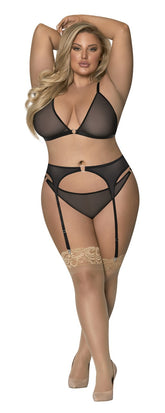 Bra, Garter & Rouched Panty - MSM260 by Exposed