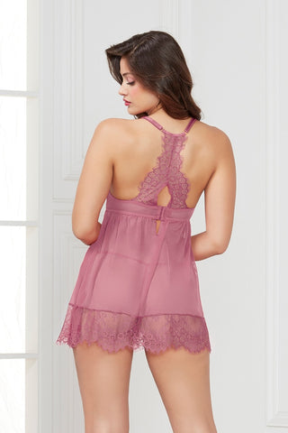Eyelash Galloon Lace And Mesh Babydoll - STM10697 by Seven Til Midnight
