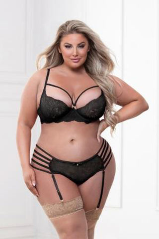 Two Piece Strappy Lace Bra And Panty Set - STM11336X by Seven Til Midnight