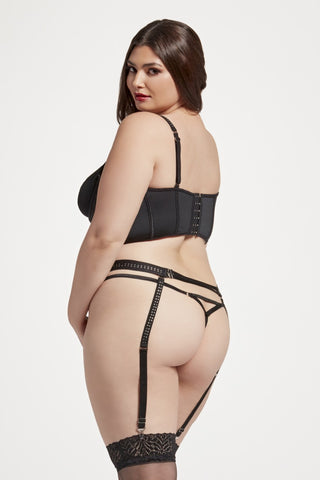 Rhinestone embellished bustier, garter belt and thong set - STM11474X by Seven Til Midnight