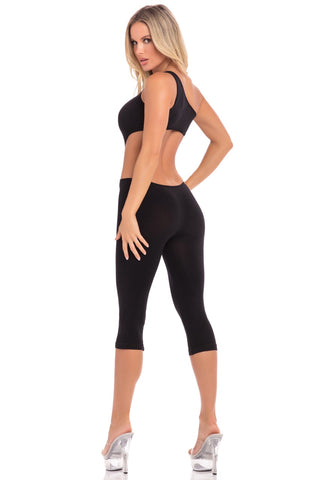 One Shoulder Cropped Catsuit - PL27035 by Pink Lipstick