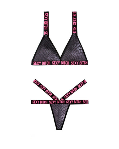 Sexy Bitch Bralette & Strappy Panty Set - FL-B-AF912 by Fantasy Lingerie