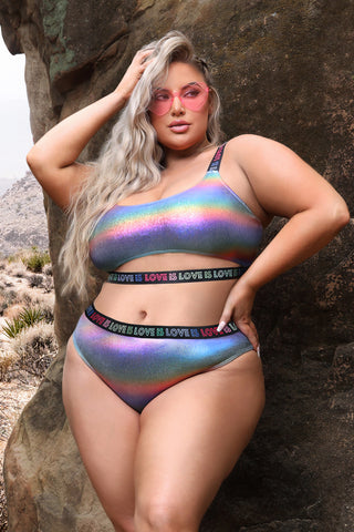 LOVE IS LOVE Underboob Cut Out Top & Cheeky Panty - FL-AF972X by Fantasy Lingerie
