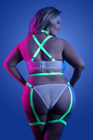 NIGHT VISION Glow-In-The-Dark Lace Strappy Teddy - FL-GL2119X by Fantasy Lingerie